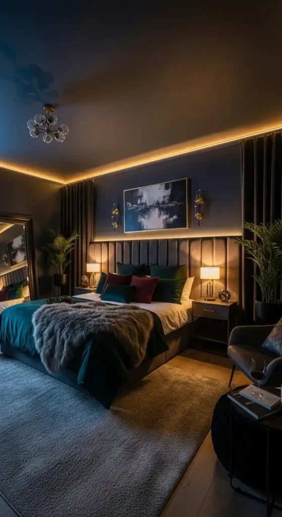 dramatic moody bedroom