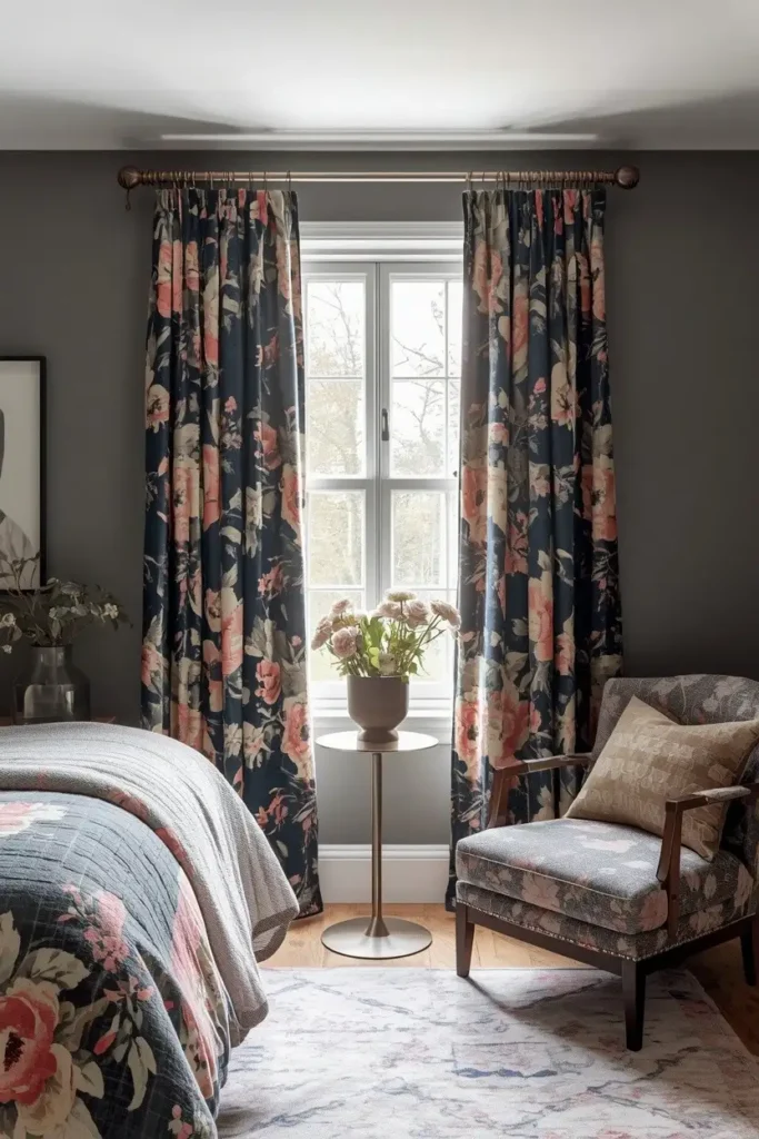 Add Dark Floral or Botanical Curtains