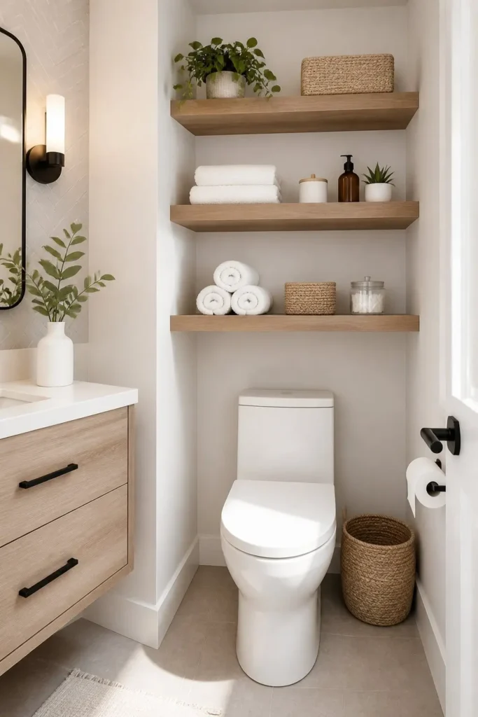 Add Floating Shelves Above the Toilet