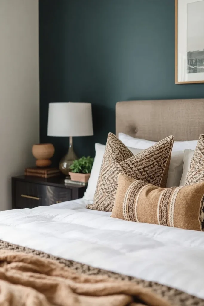 Add a Patterned Throw Pillow in Earth Tones