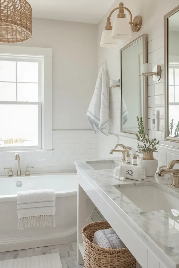 Create an All-White Coastal Bathroom