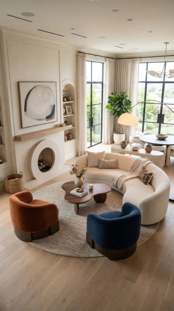 Curved Furniture Living Room Layout
