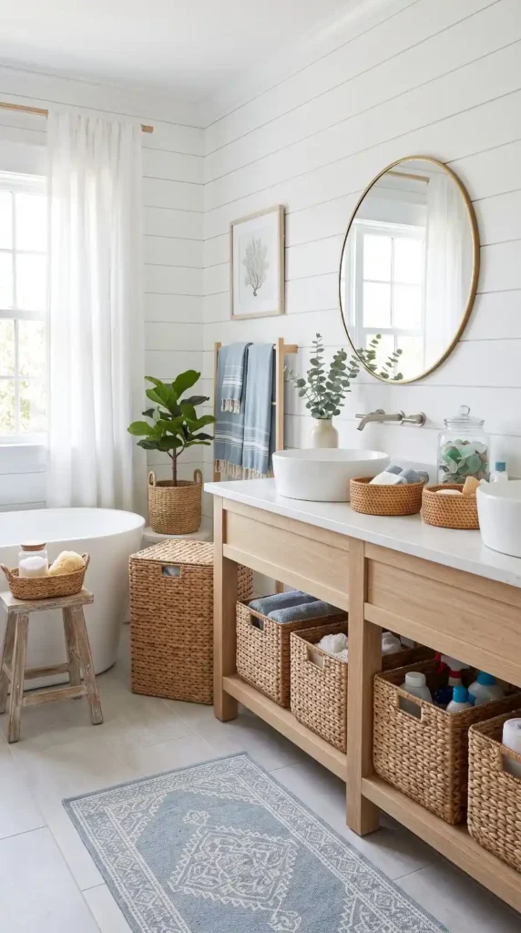 Hide Clutter in Woven Baskets