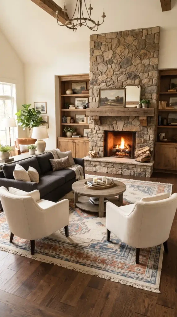Living Room Layout with Fireplace