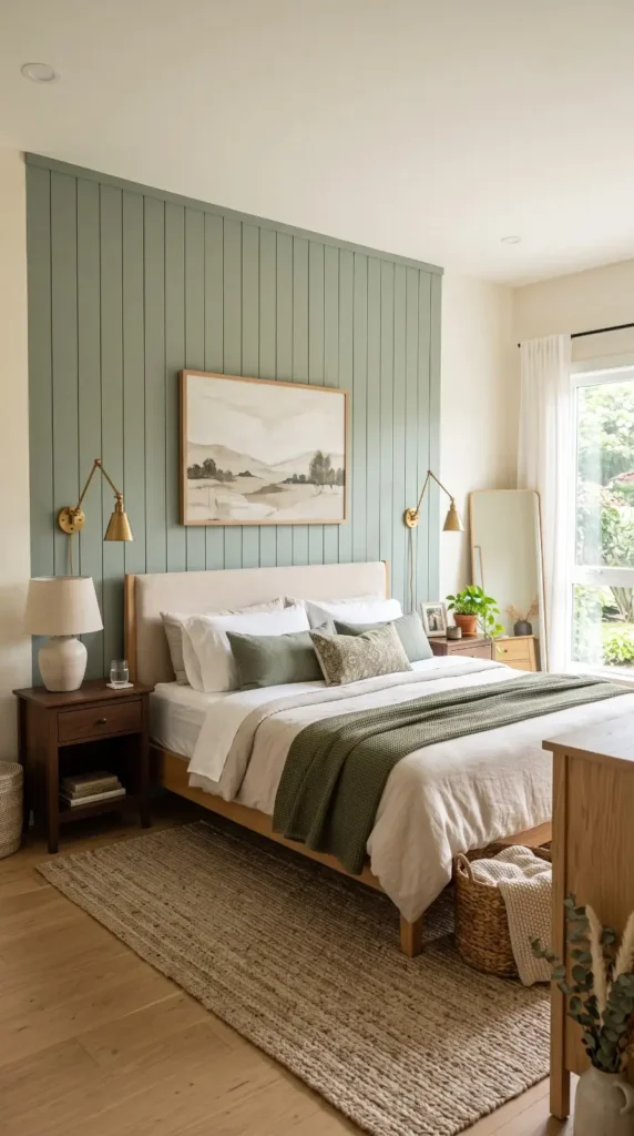Muted Sage Green Paneling