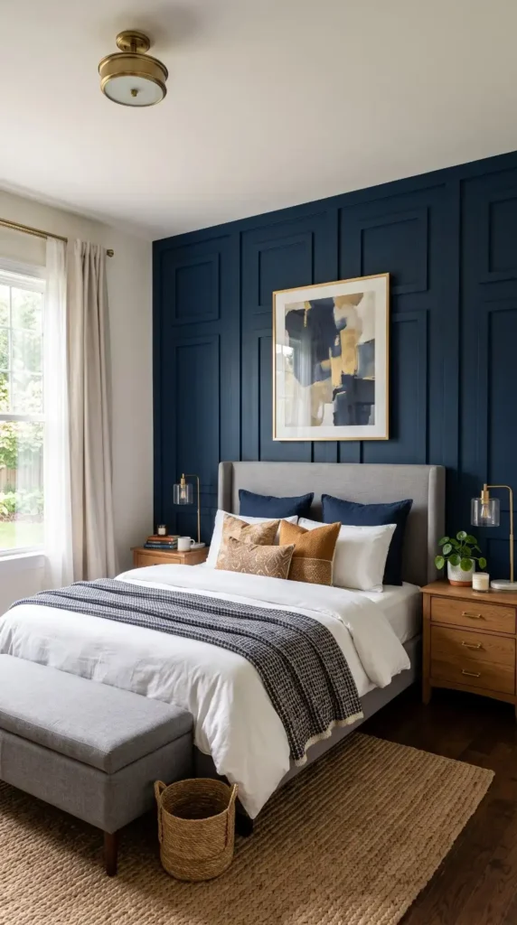 Rich Navy Paneled Wall