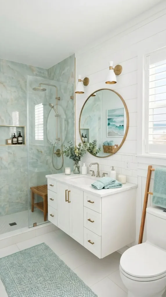 Seafoam Green and White