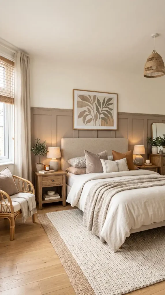 Soft Taupe Half-Wall Paneling