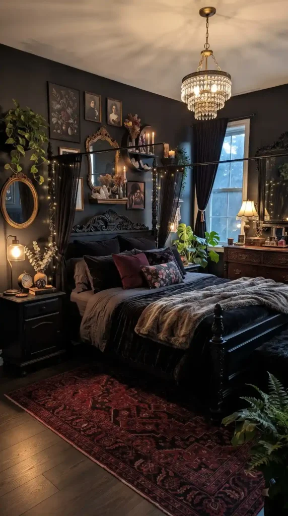 Use Black or Dark Wood Furniture