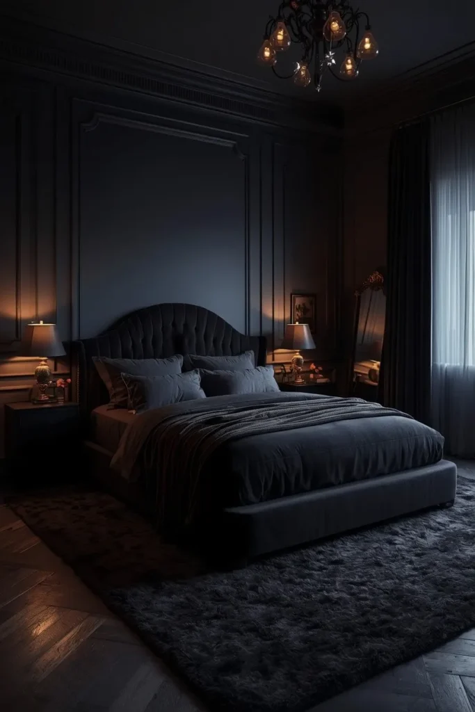 Use a Dark, Curved Headboard