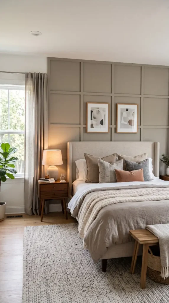 Warm Greige Grid Wall