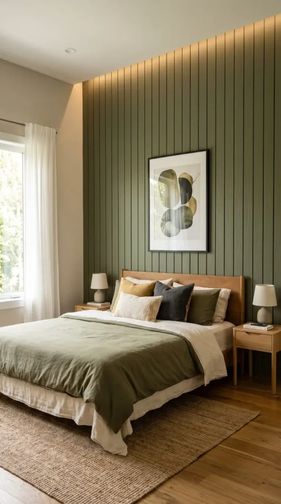 Slim Olive Board Paneling